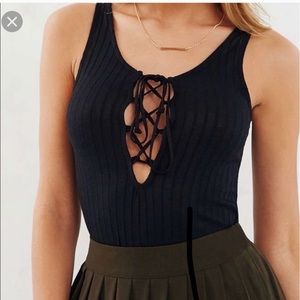 NWT Urban outfitters black lace up tank top. XS